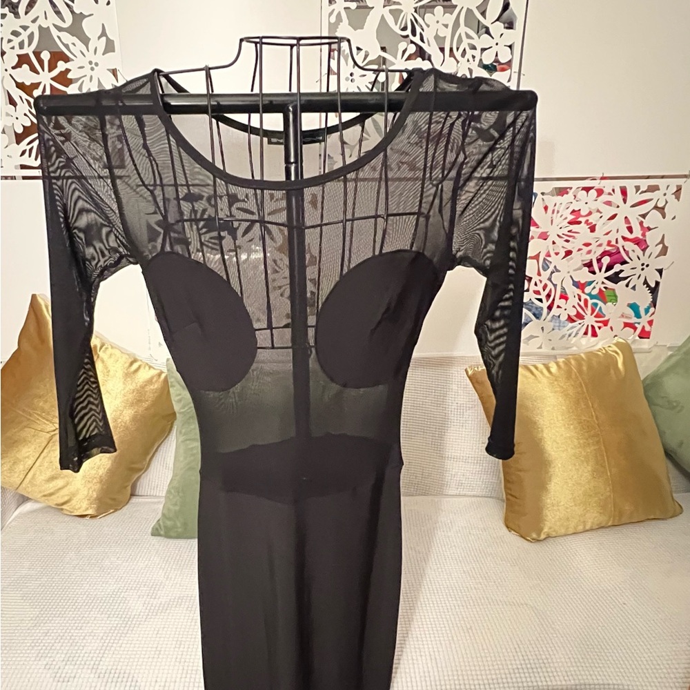 Sheer Black Mesh Dress